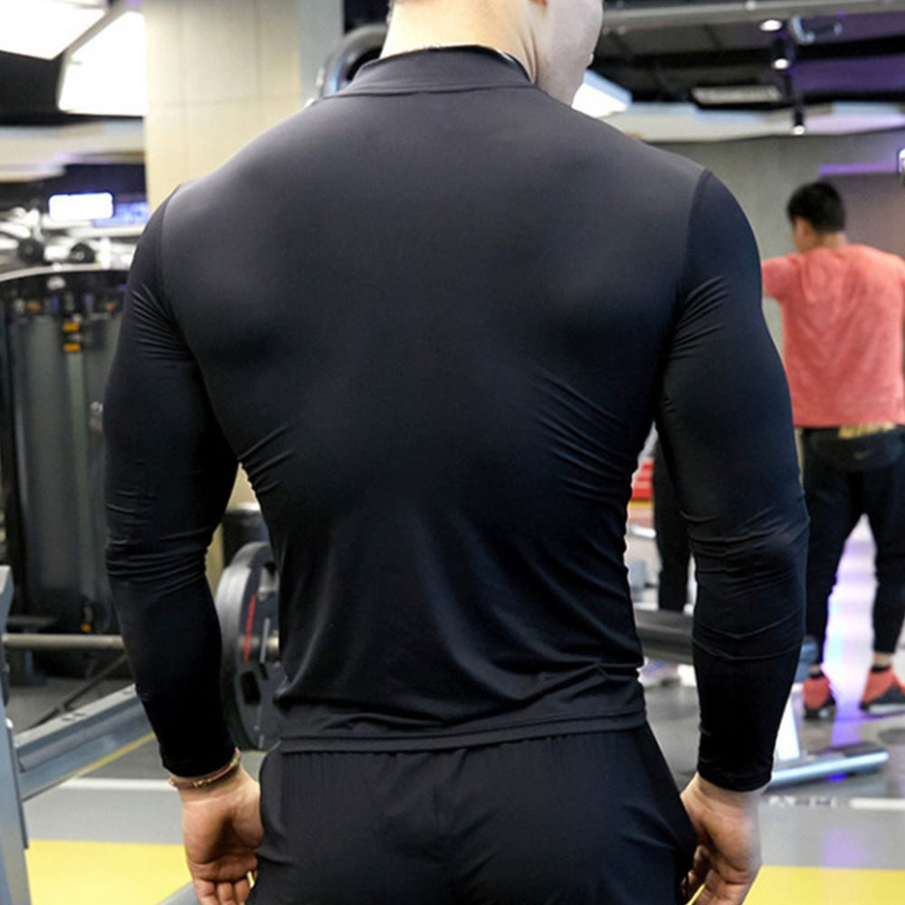 Macymars™ Men Sports Round Neck Long Sleeve Elastic Quick Drying Fitness Top