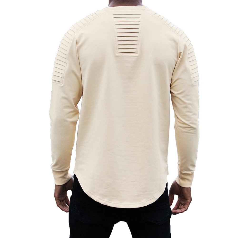 Macymars™ Men's Round Neck Solid Wrinkled Raglan Sleeve Pullover Shirt