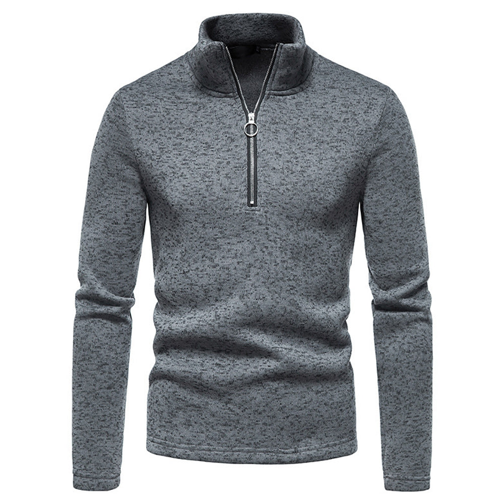 Macymars™ Men's Placket Zip Turtleneck Solid Color Sweatshirt