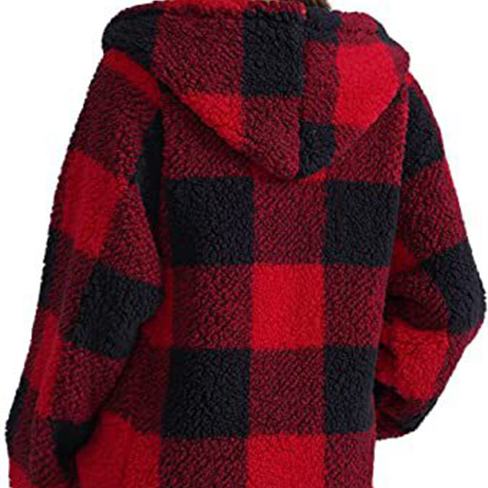 Macymars™ Women's Hoodie Plaid Loose Overcoat