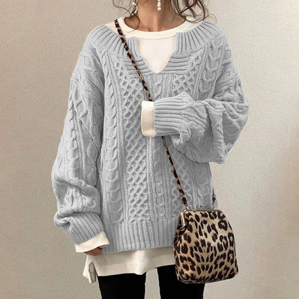 Macymars™ Women's V-neck twist sweater knitted sweater