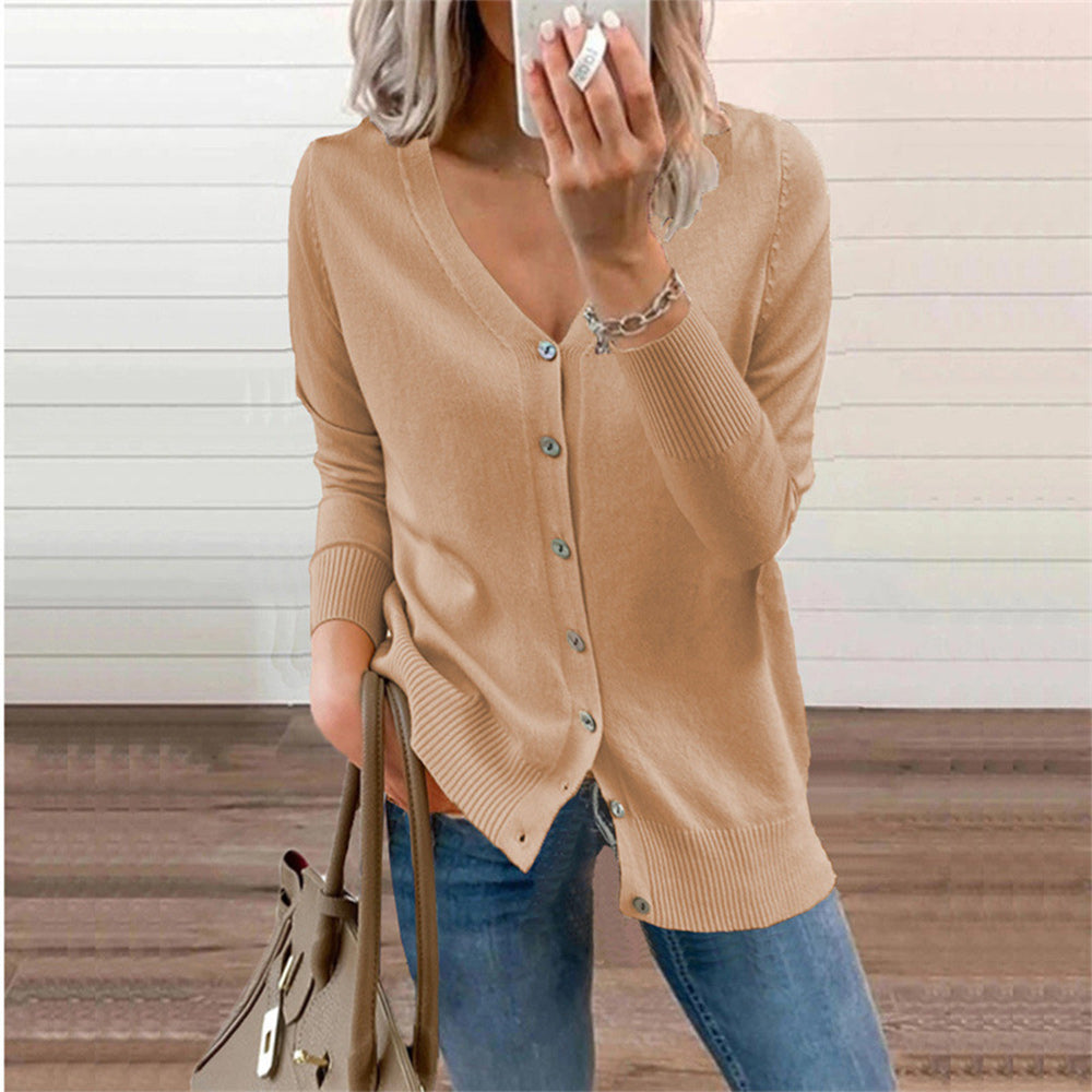 Macymars™ Women Solid Button Sweater Cardigan Coat