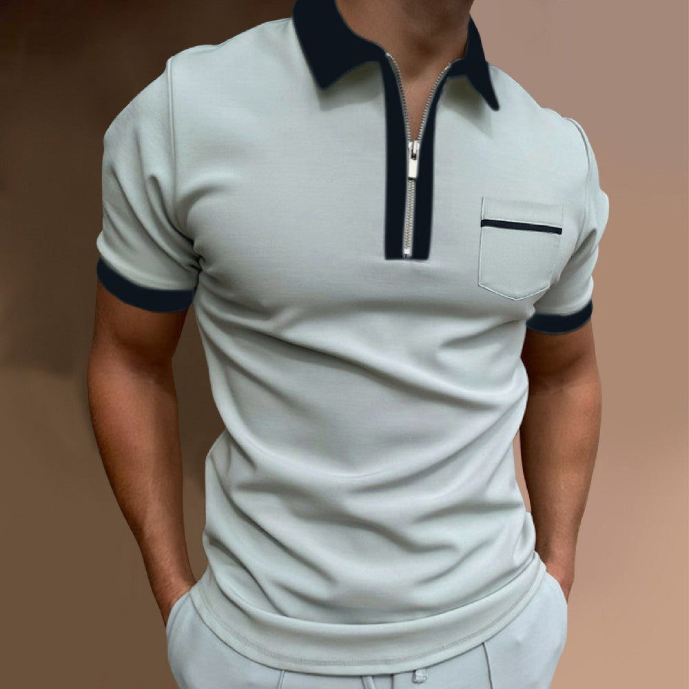 Macymars™ Men's Lapel Zipper Pocket Polo Shirt