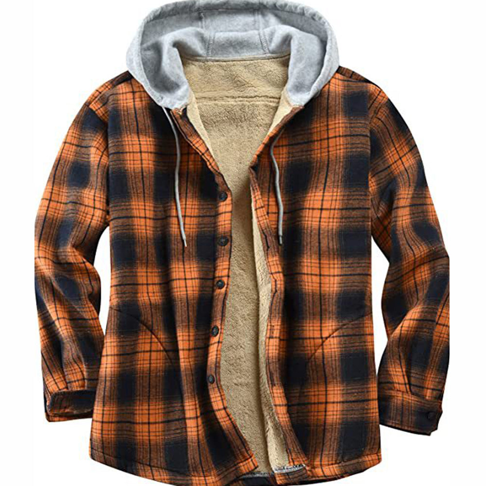 Macymars™ Men's Plaid Fleece Hooded Jacket