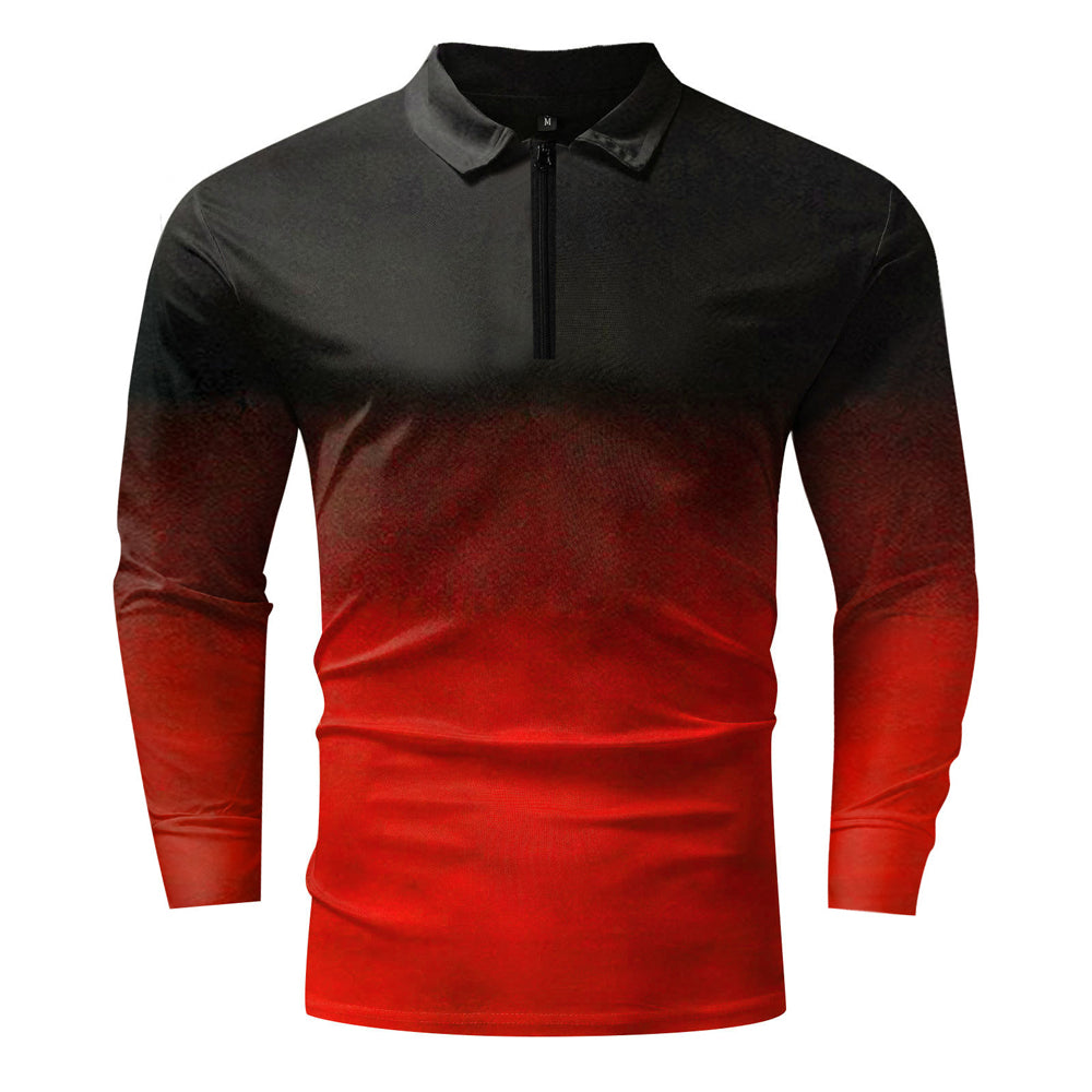 Macymars™ Men's Gradient Color Lapel Zipper Polo Shirt