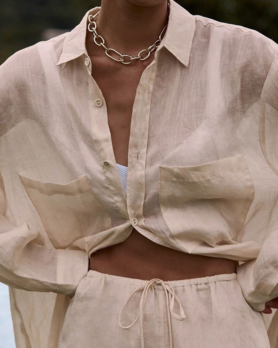 Macymars™ Loose Cotton Linen Shirt Wide Leg Pants Two Piece Set