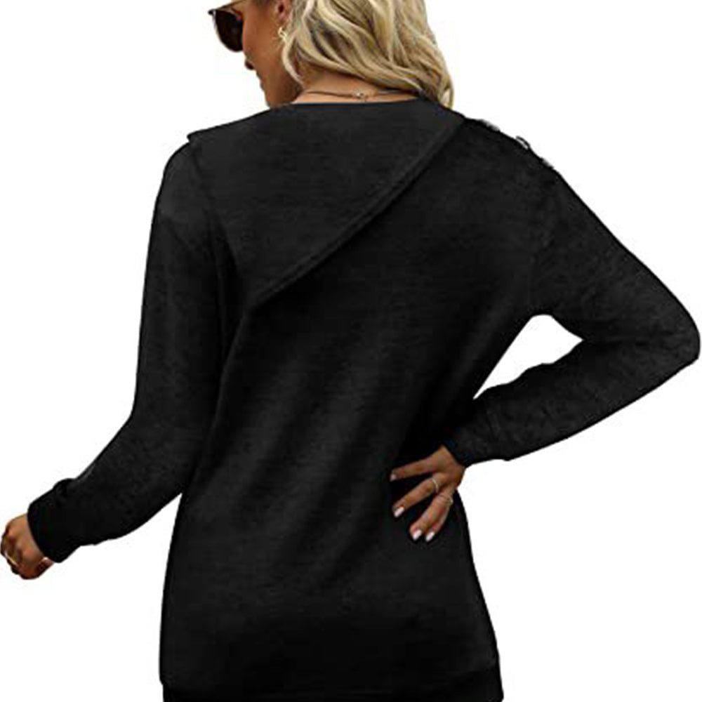 Macymars™ Women's Round Neck Button Long-sleeved Sweatshirt T-shirt