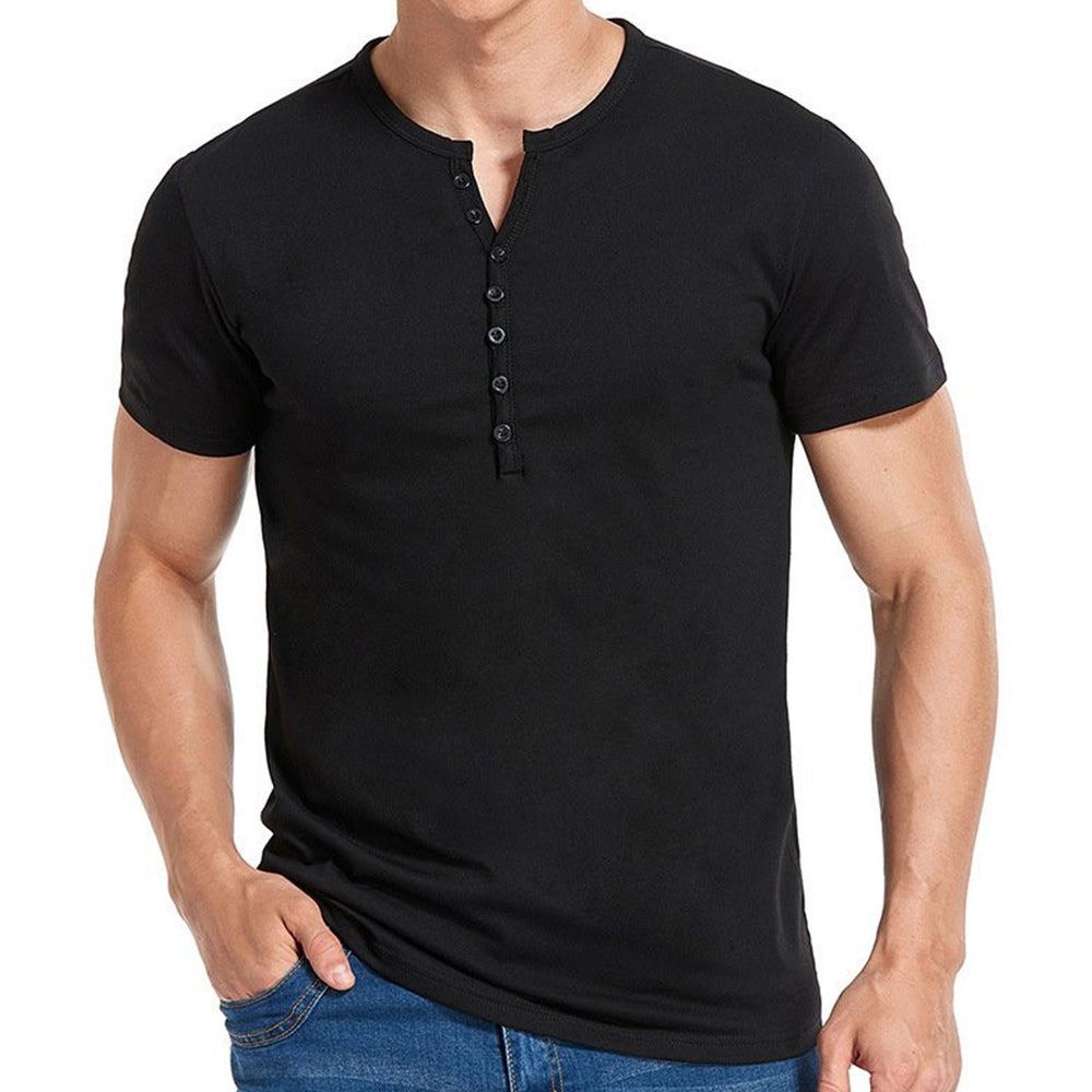 Macymars™ Men's Henley Short Sleeve Solid color T-Shirt