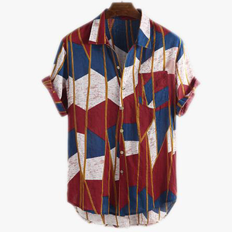 Macymars™ Red Impressive Style Fashionable Print Men's bowling Shirt