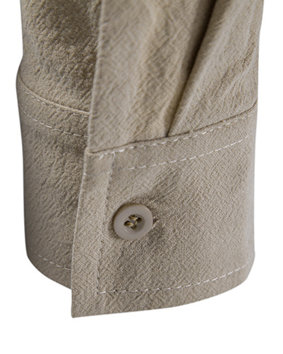 Macymars™ Men's Cotton Linen Henley Stand Collar Casual Shirt