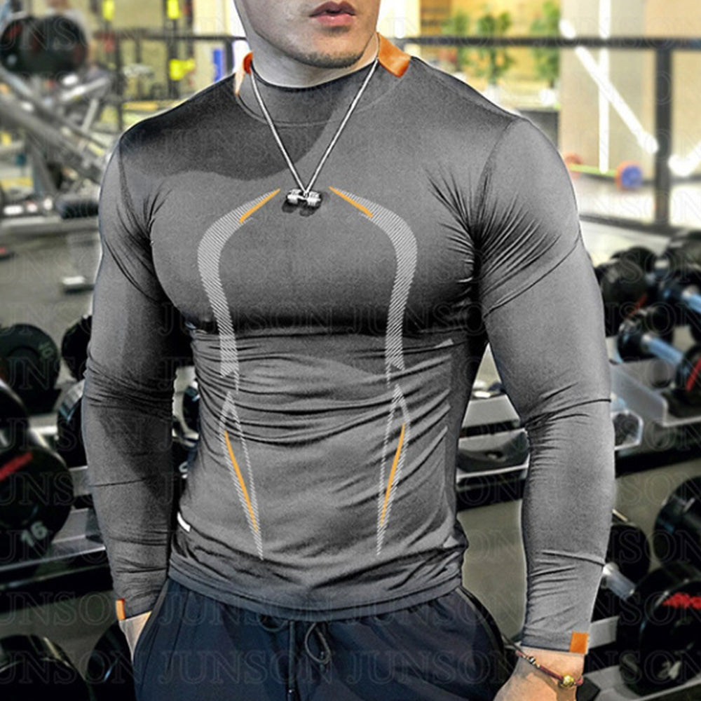 Macymars™ Men Sports Round Neck Long Sleeve Elastic Quick Drying Fitness Top