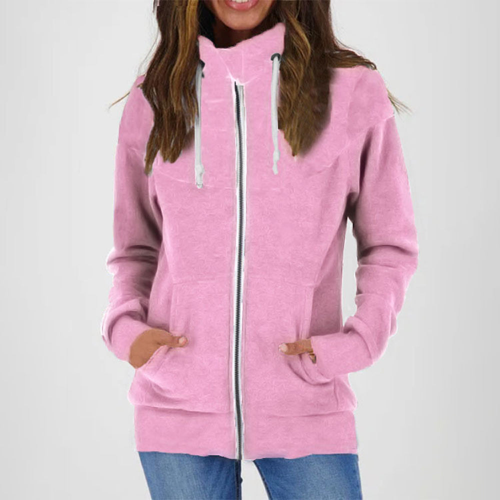 Macymars™ Womens Solid Color Drawstring Zip Long Sleeve Sweatshirt