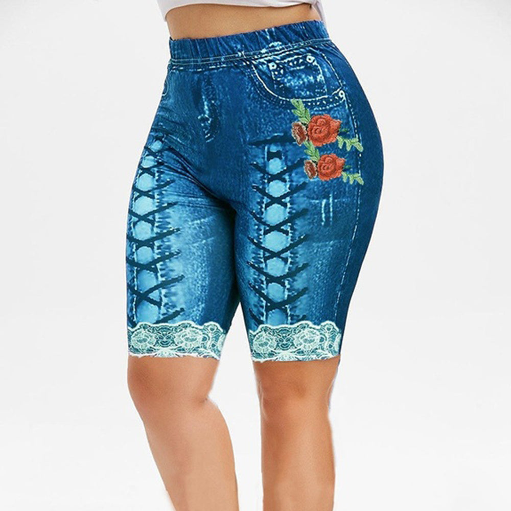 Macymars™ Women's Skinny 3d Denim Print Casual Short Jeggings