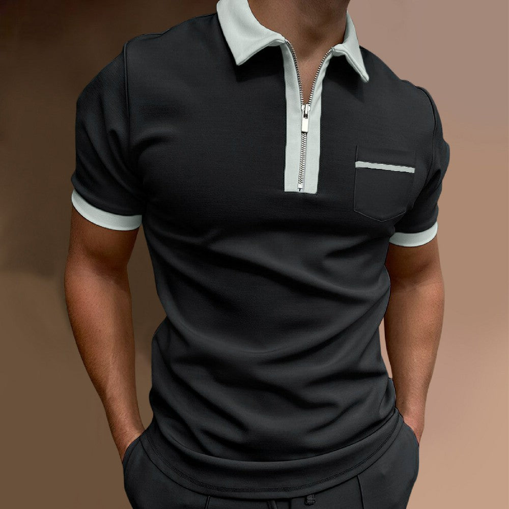 Macymars™ Men's Lapel Zipper Pocket Polo Shirt