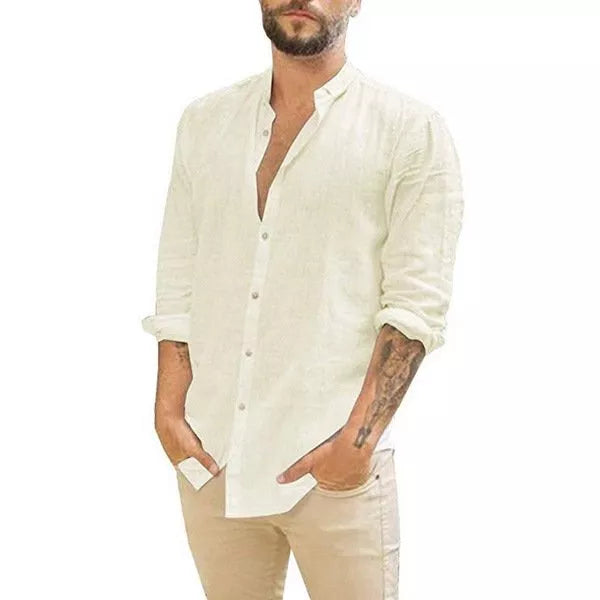 Macymars™ Men's Half Sleeve Solid Color Loose Breathable Casual Cotton Linen Shirts