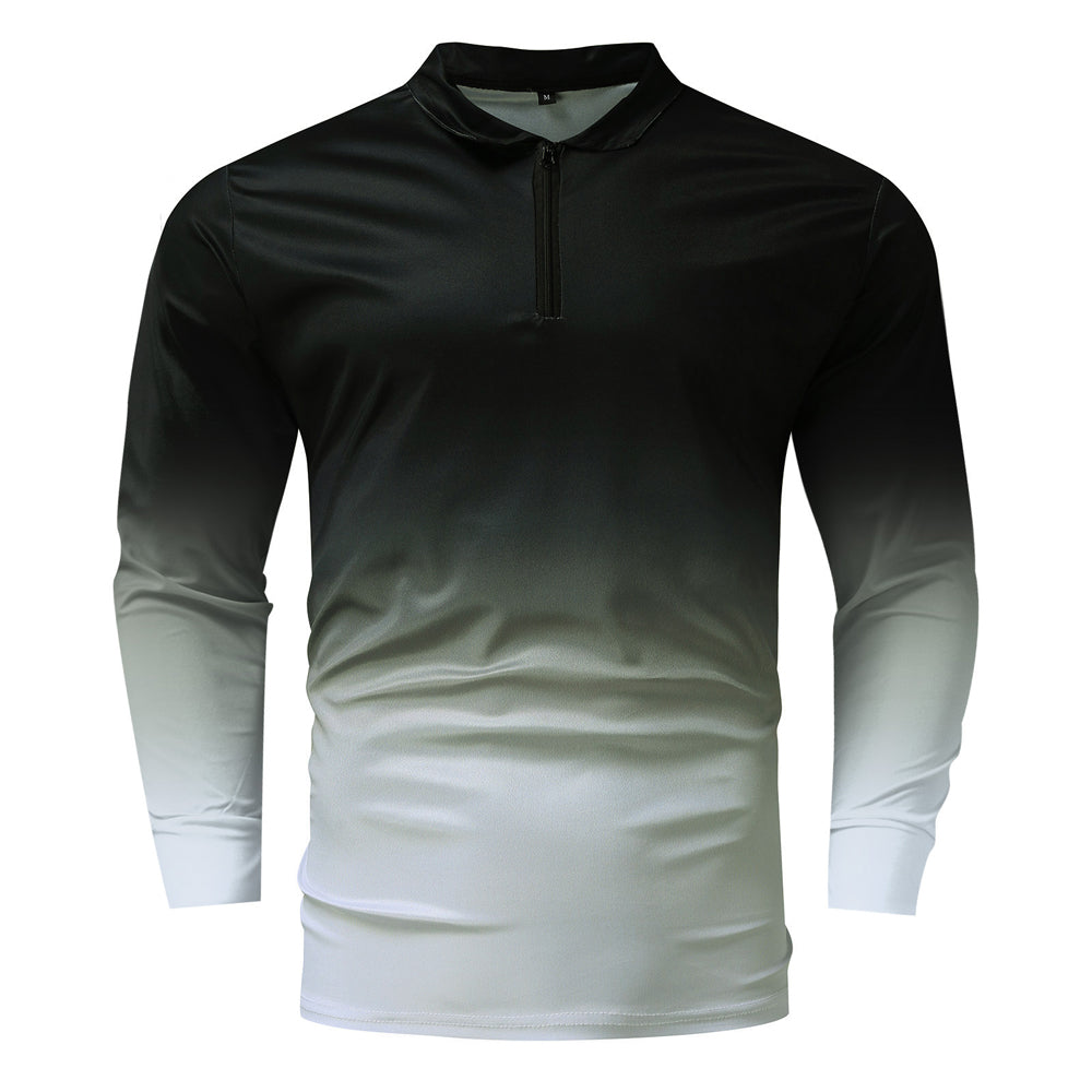 Macymars™ Men's Gradient Color Lapel Zipper Polo Shirt