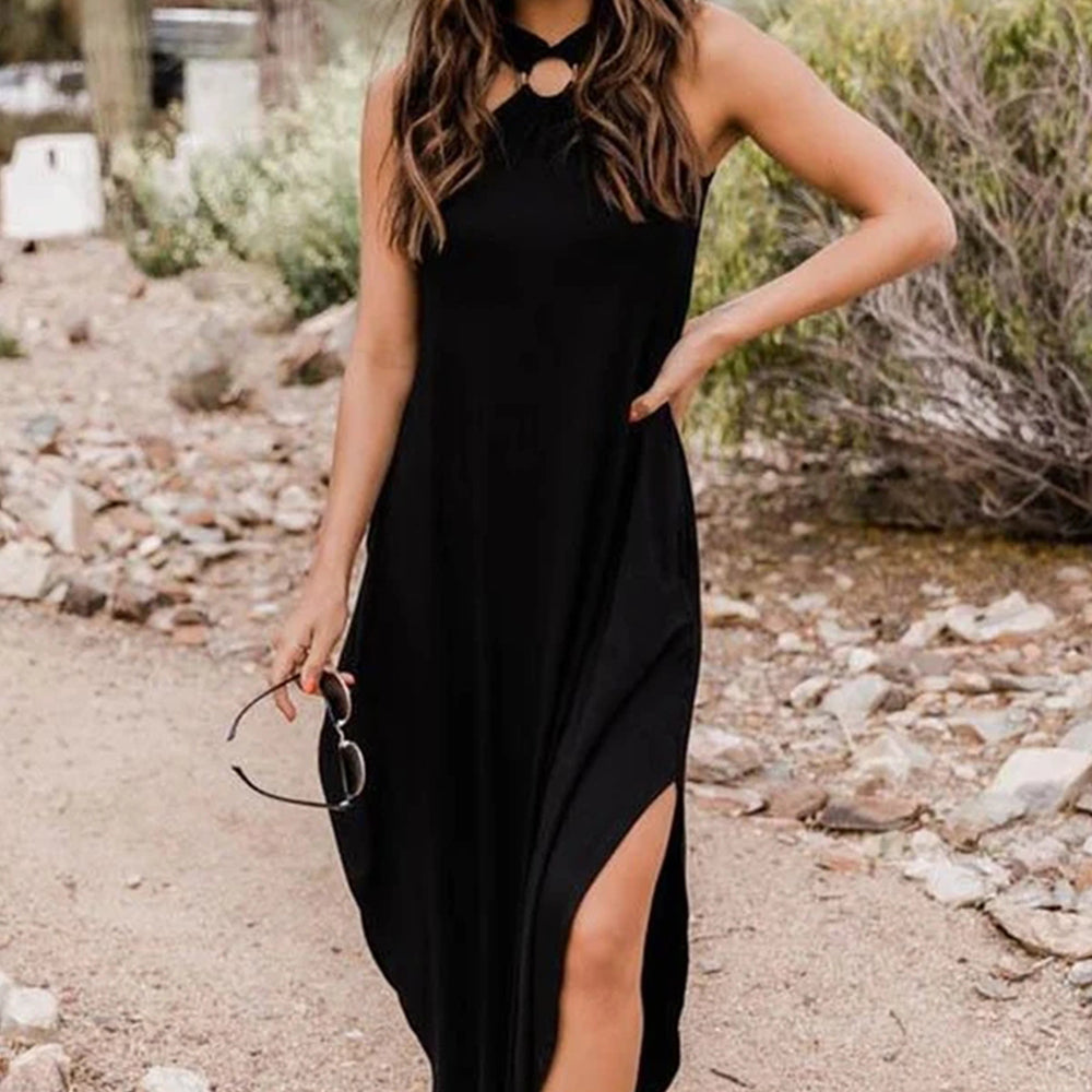 Macymars™ 2022 Summer Casual Halter Neck Boho Maxi Dress for Women Beach Vacation Long Dress