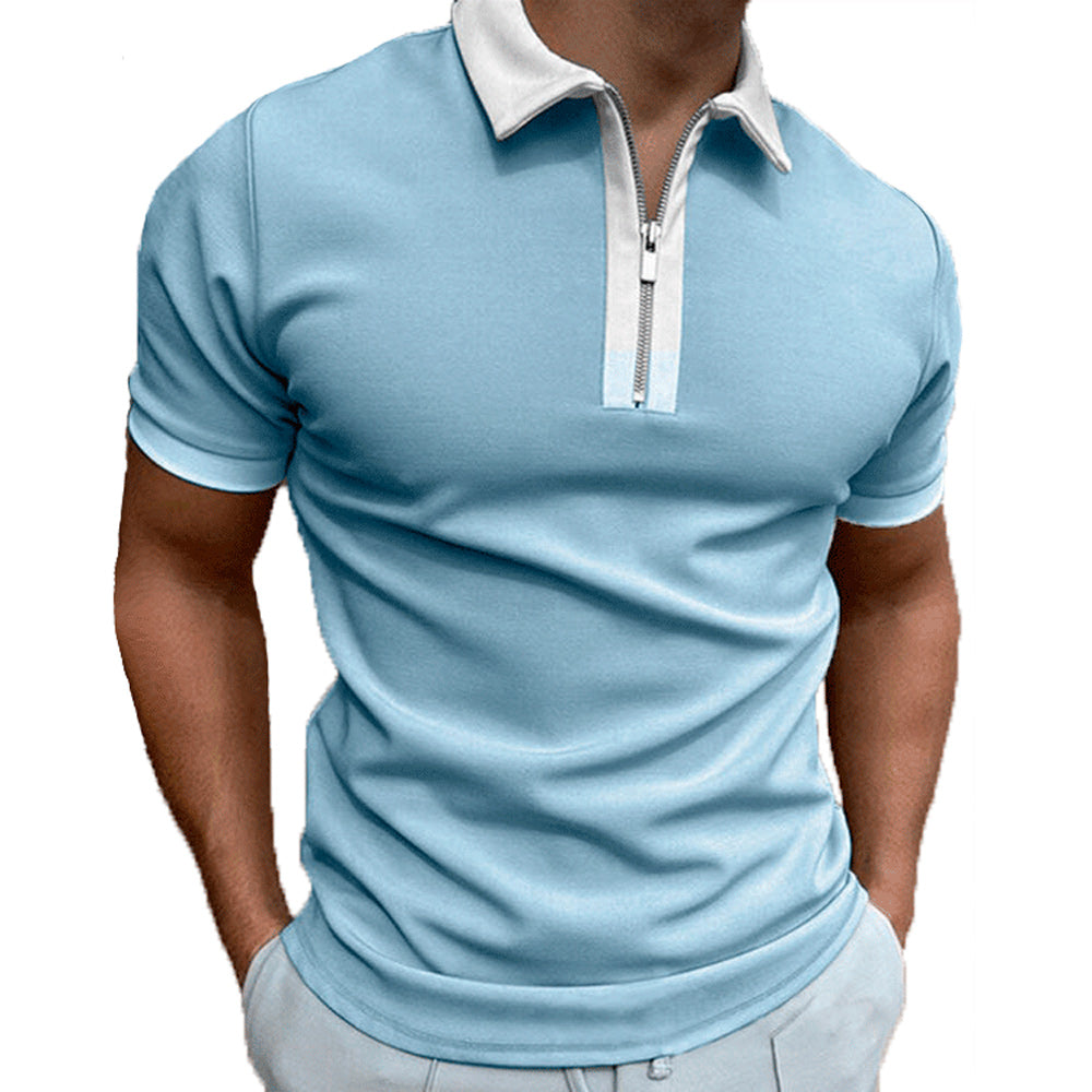 Macymars™ Men's Slim Fit Zip Lapel Short Sleeve Polo Shirt