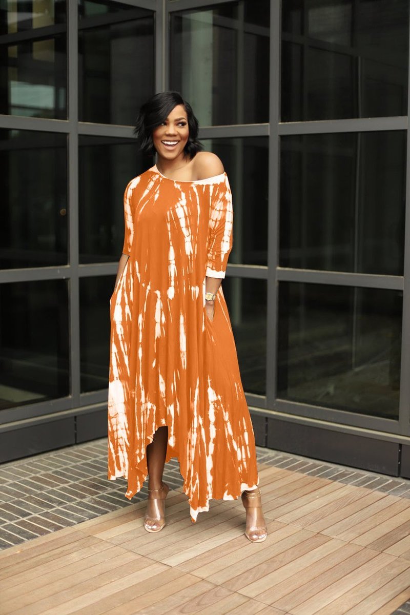 Macymars™ Loose Graffiti Tie-Dye Pocket Midi Dress