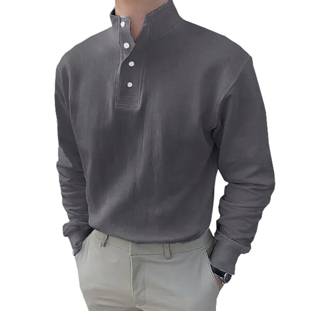 Macymars™ Gentleman's Simple Basic Stand-Up Collar Long-sleeved Polo Shirt