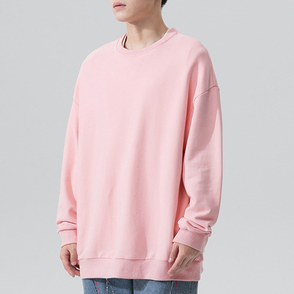 Macymars™ Men's Long Sleeve Round Neck Pullover Solid Color Sweatshirt