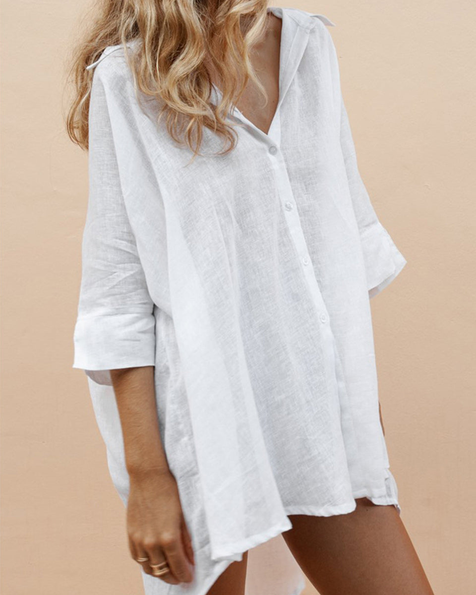 Macymars™ Classic White Solid Color Shirt Tops