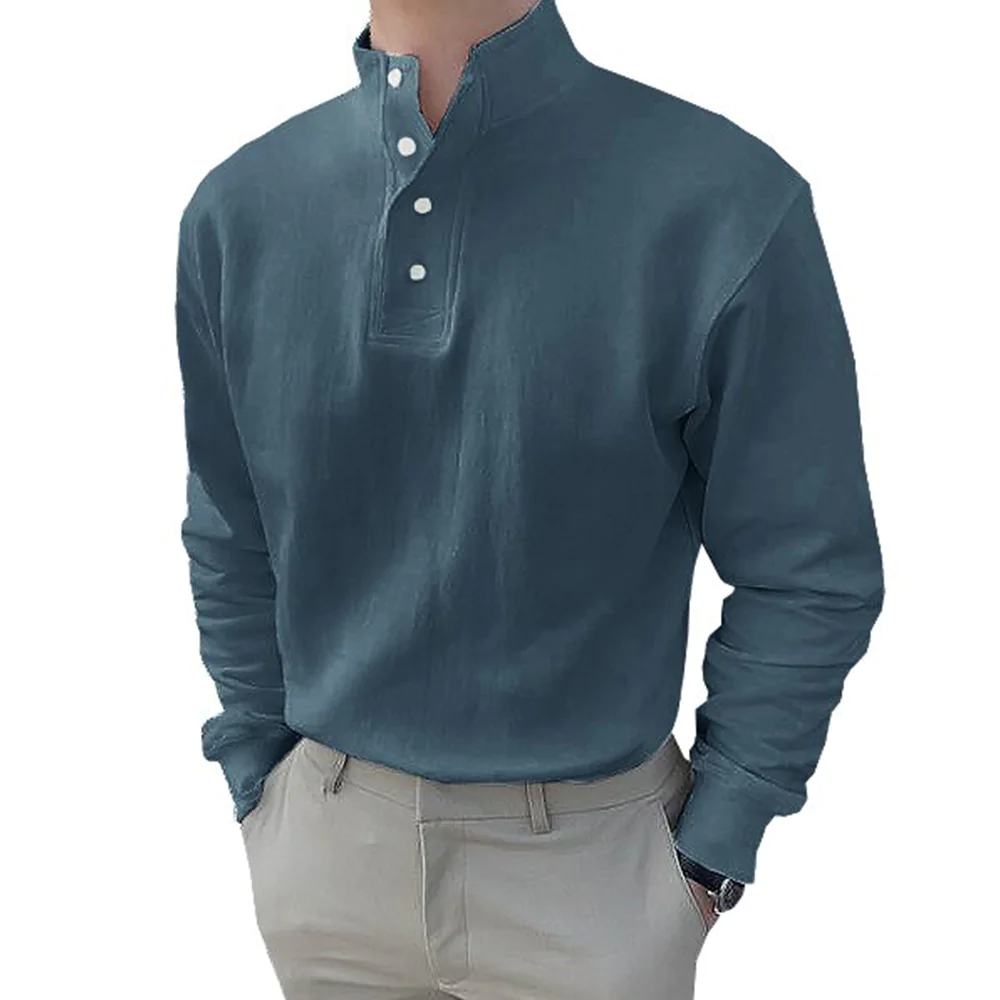 Macymars™ Gentleman's Simple Basic Stand-Up Collar Long-sleeved Polo Shirt
