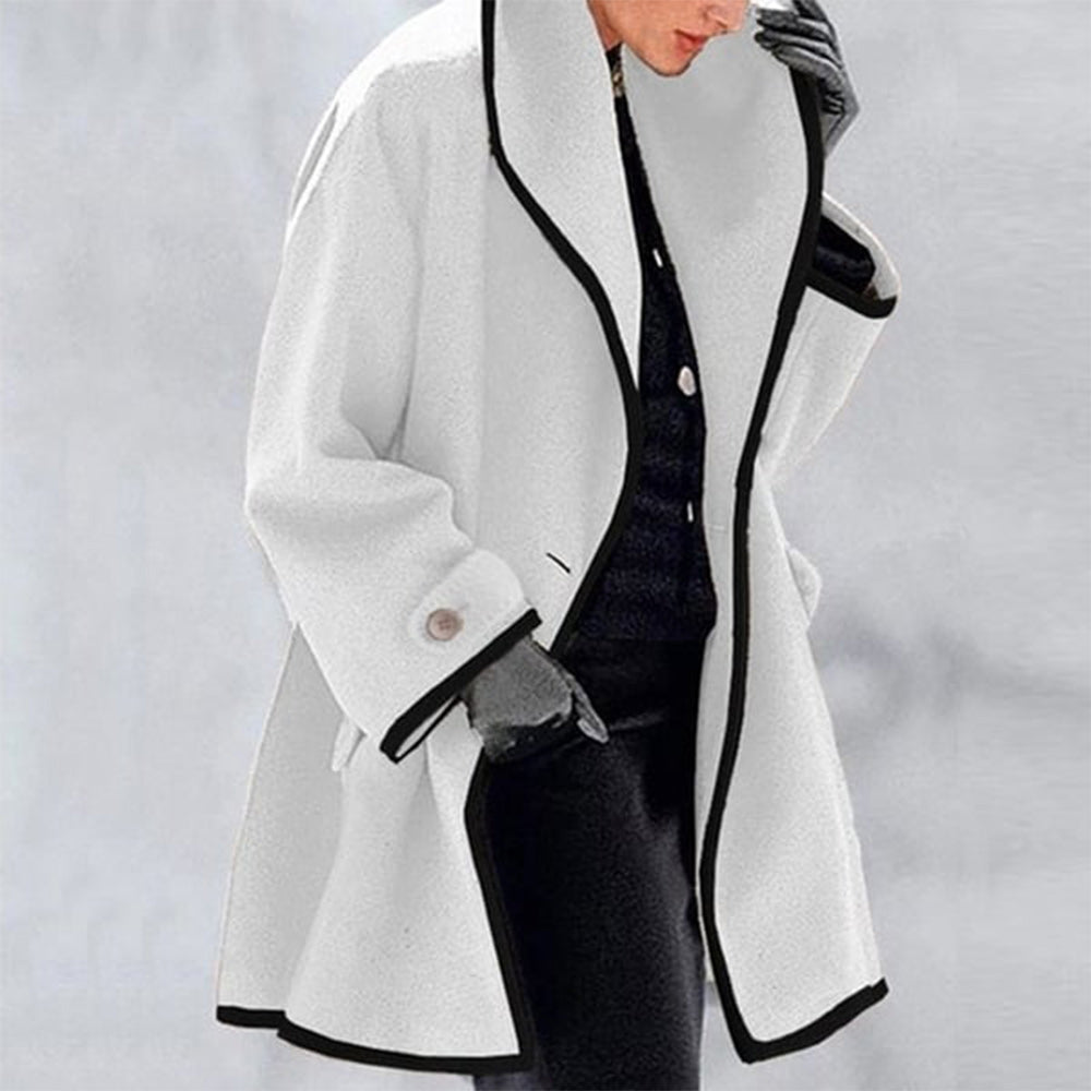 Macymars™ Hooded Color Block Woolen Coat