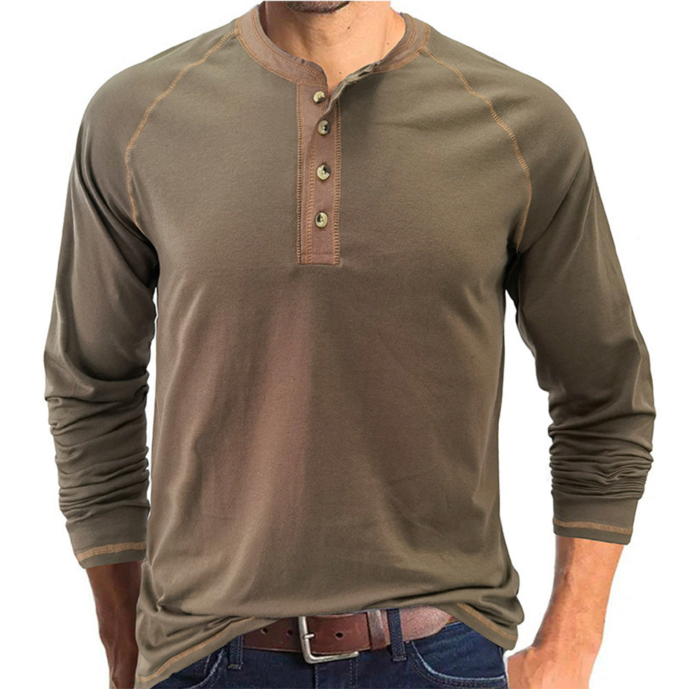 Macymars™ Henley Neck Contrast Trim Casual Shirt 2022 Autumn