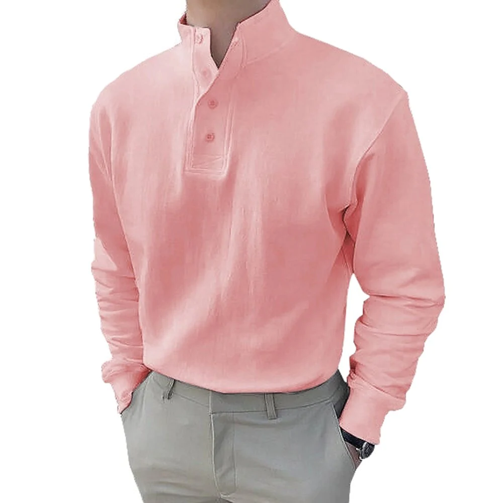 Macymars™ Gentleman's Simple Basic Stand-Up Collar Long-sleeved Polo Shirt