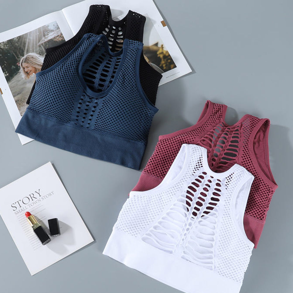 Macymars™ Cutout Mesh Tank Top Sports Bra