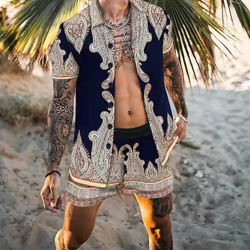 Macymars™ Men's Flower Shirt Hawaiian Sets Casual Button Down Short Sleeve Shirt and Shorts