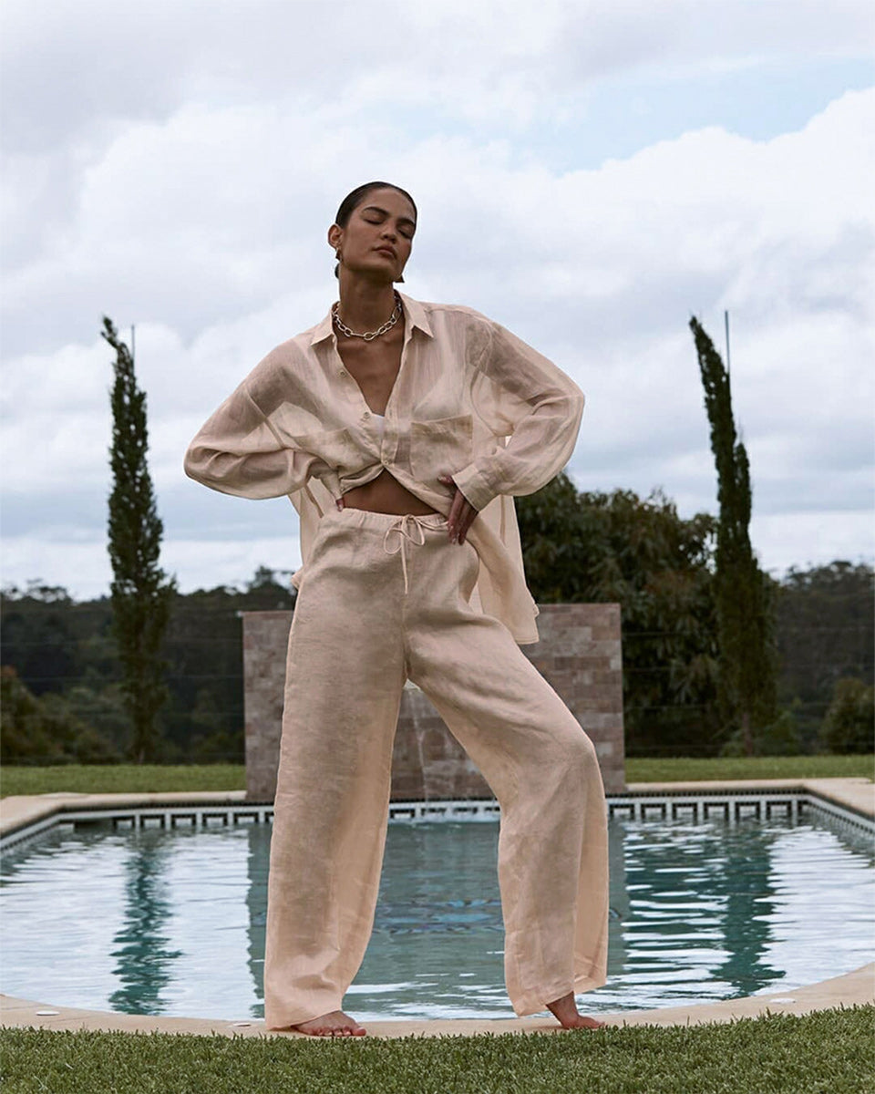 Macymars™ Loose Cotton Linen Shirt Wide Leg Pants Two Piece Set