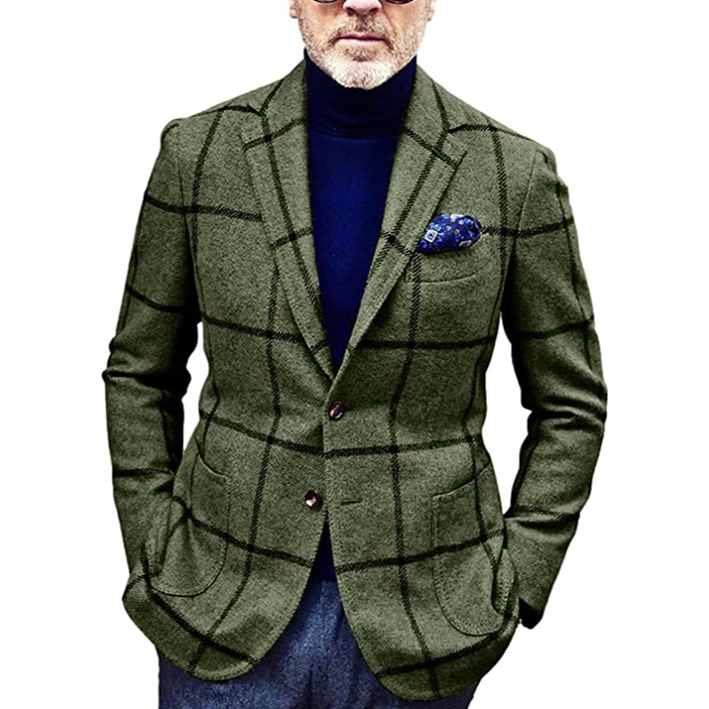 Macymars™ Mens Plaid Slim Fit Blazer Woolen Coat