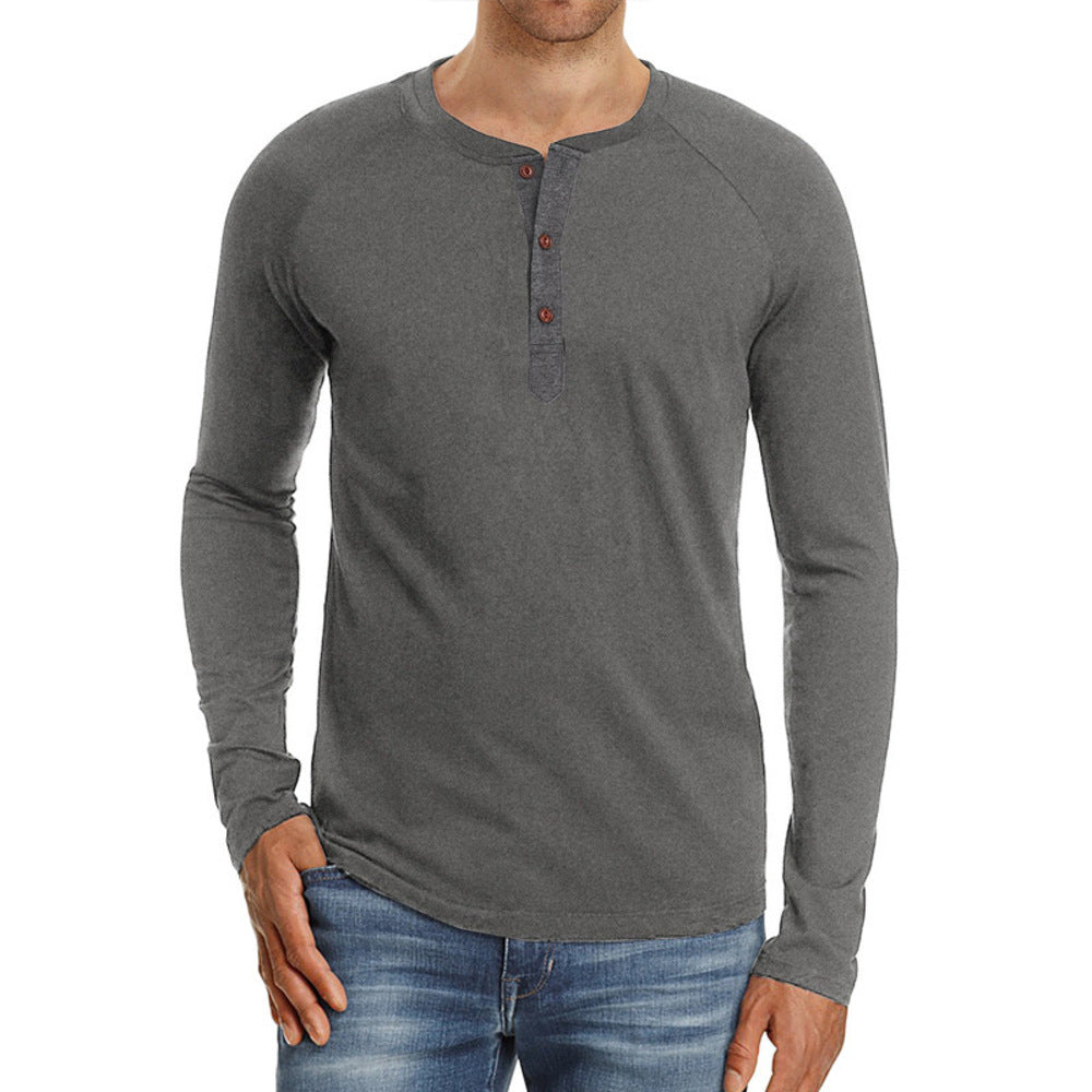 Macymars™ Men's Henley Long Sleeve Crewneck T-Shirts