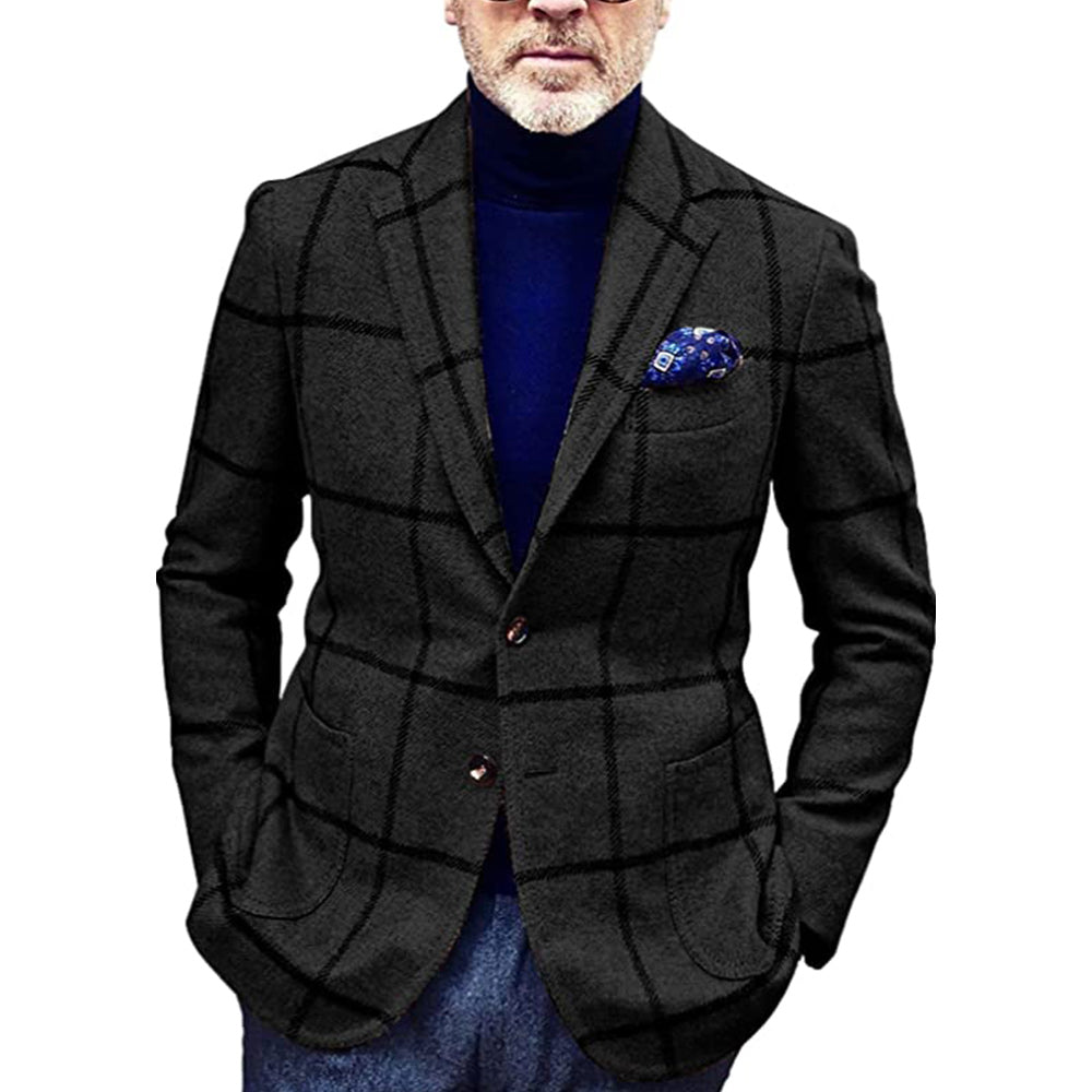 Macymars™ Mens Plaid Slim Fit Blazer Woolen Coat