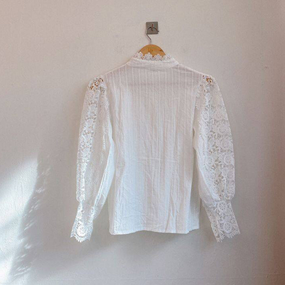 Macymars™ Women's Elegant Lace Victorian Long Sleeve Button Blouse