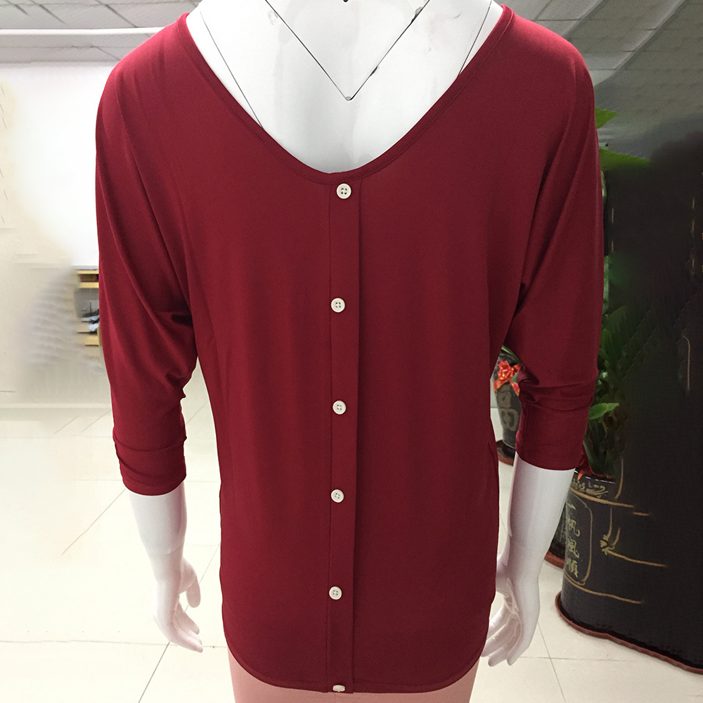 Macymars™ Women's Plus Size Loose Batwing 3/4 Sleeve Blouse Buttons T Shirts V Neck Tops