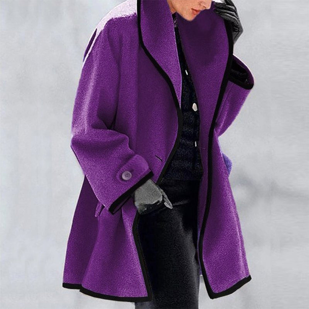 Macymars™ Hooded Color Block Woolen Coat