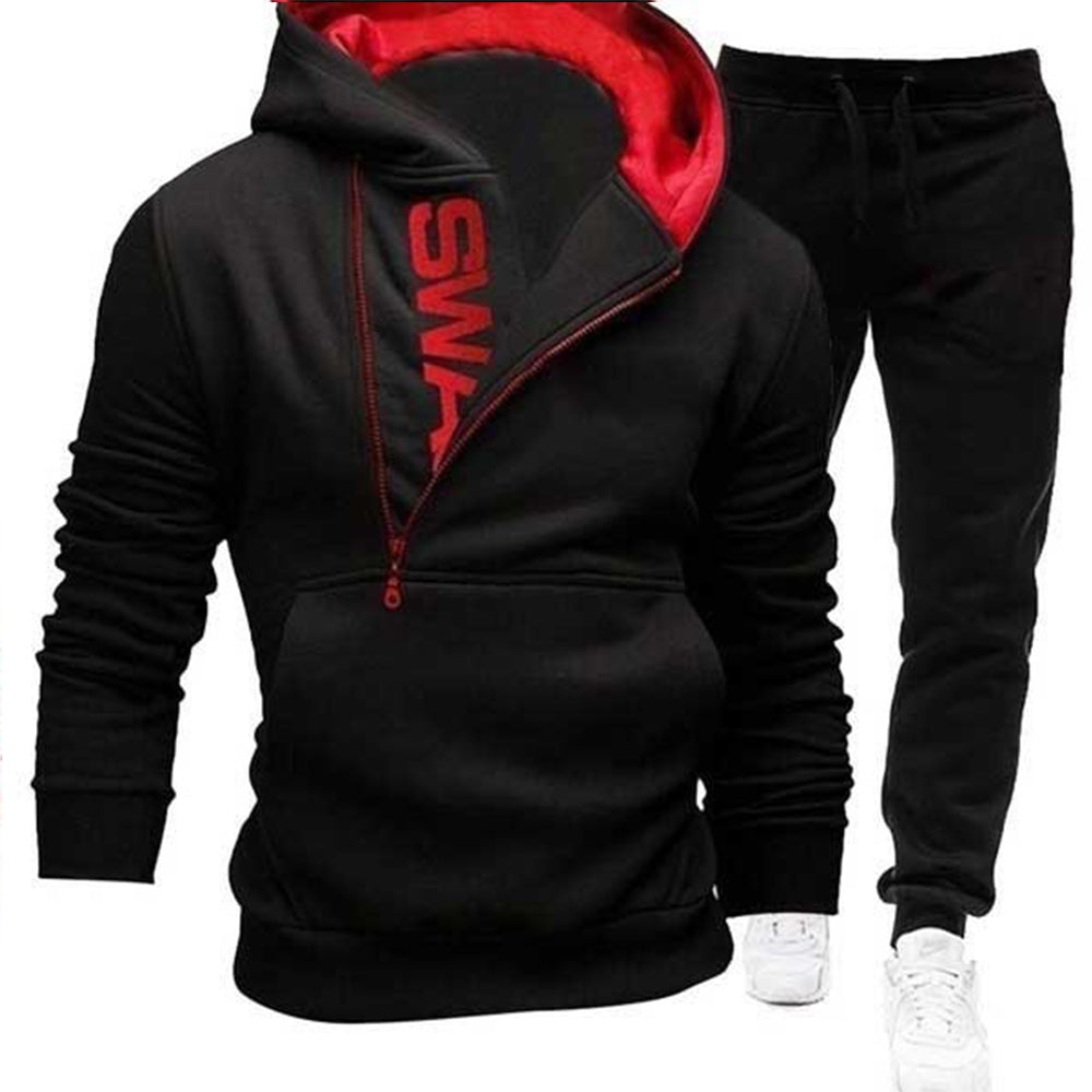 Macymars™ Men's Fleece Side Zip Contrast Pullover Sweatshirt Pants Set