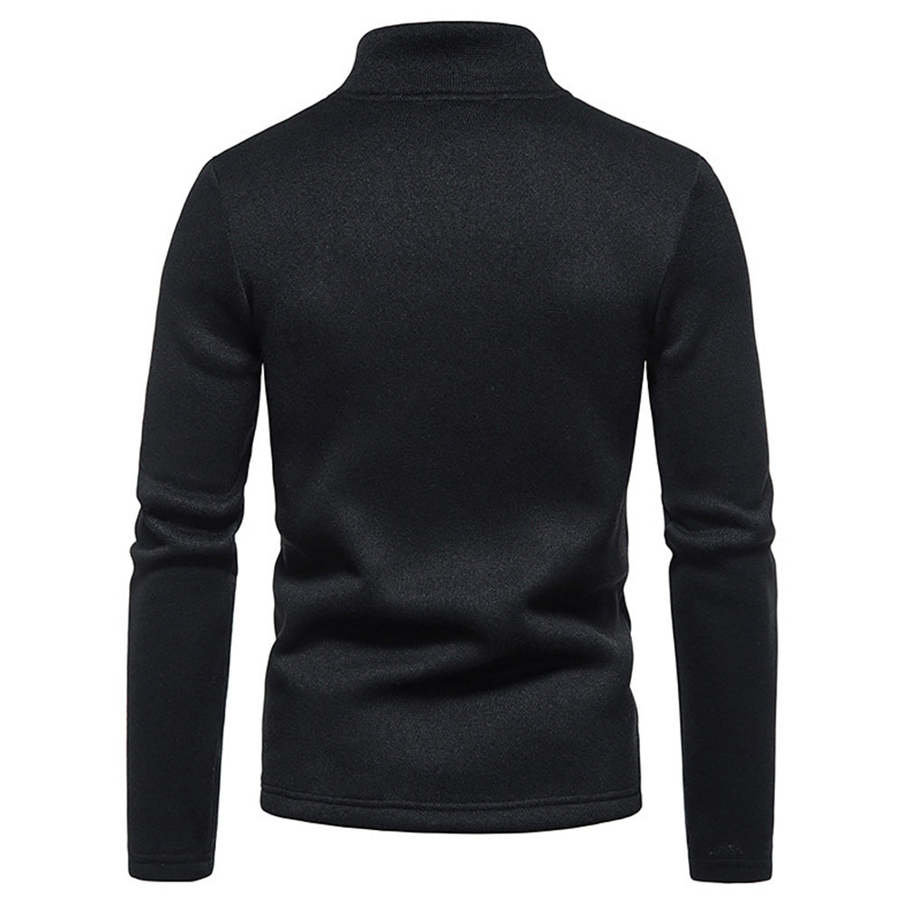 Macymars™ Men's Placket Zip Turtleneck Solid Color Sweatshirt
