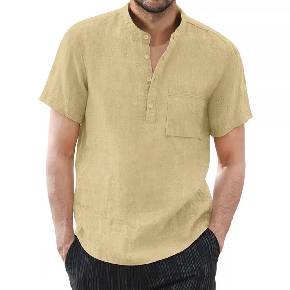 Macymars™ Men's Summer Stand-up Collar Cotton Linen Casual Loose Shirt
