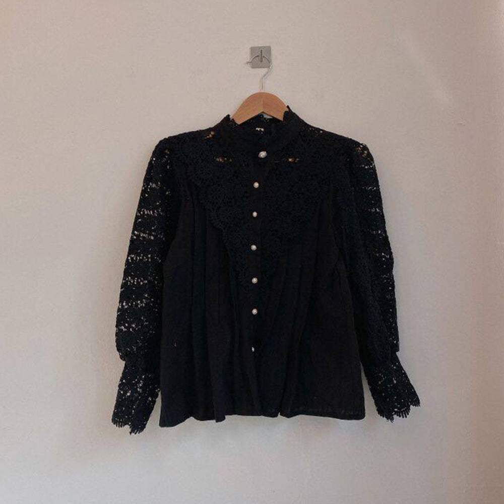 Macymars™ Women's Elegant Lace Victorian Long Sleeve Button Blouse