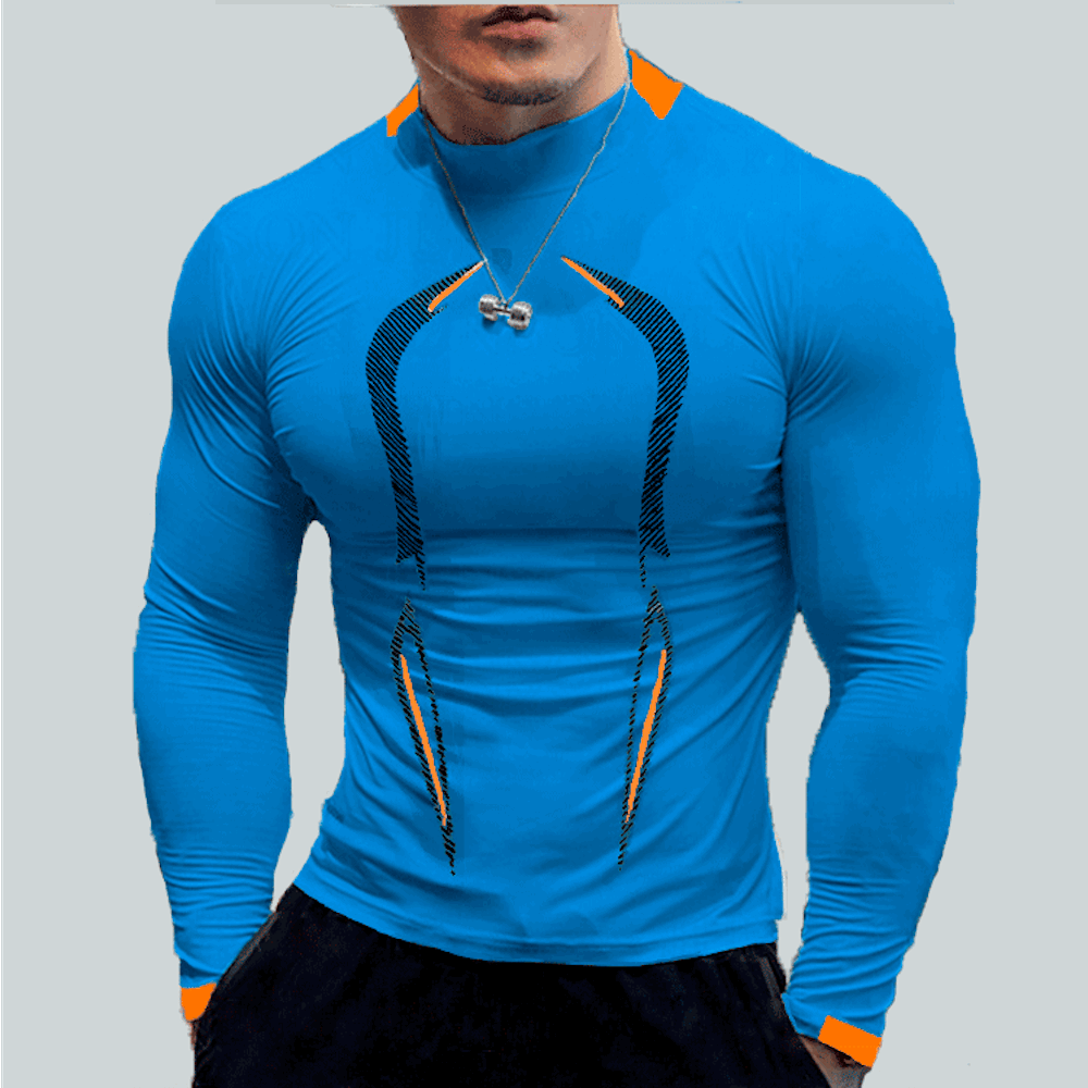 Macymars™ Men Sports Round Neck Long Sleeve Elastic Quick Drying Fitness Top