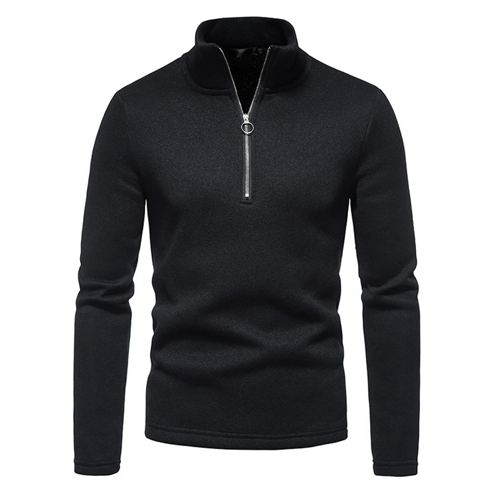 Macymars™ Men's Placket Zip Turtleneck Solid Color Sweatshirt