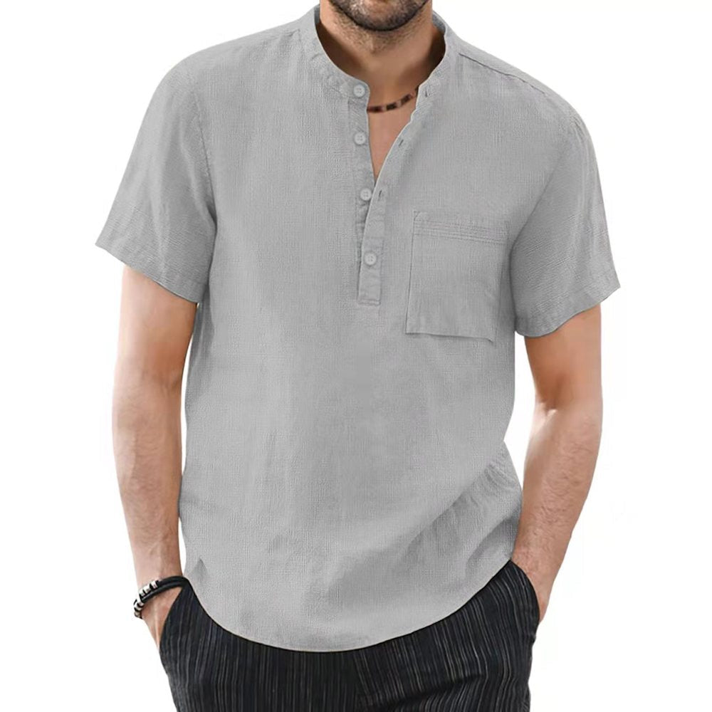 Macymars™ Men's Summer Stand-up Collar Cotton Linen Casual Loose Shirt