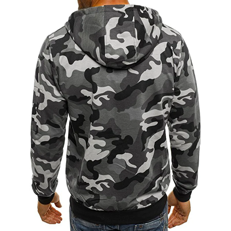 Macymars™ Mens Camouflage Hooded  Zip Up Jacket Sweatshirt