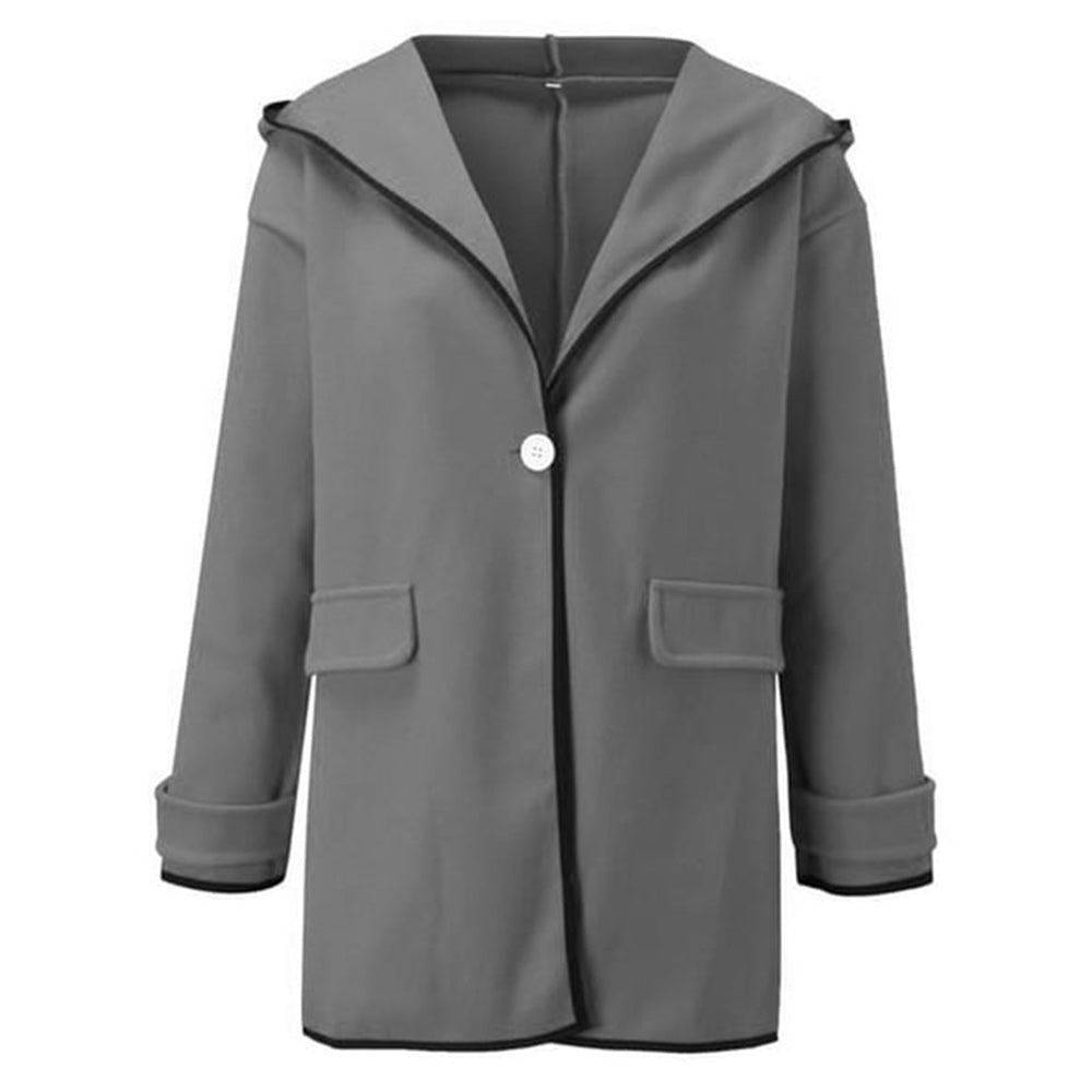Macymars™ Hooded Color Block Woolen Coat