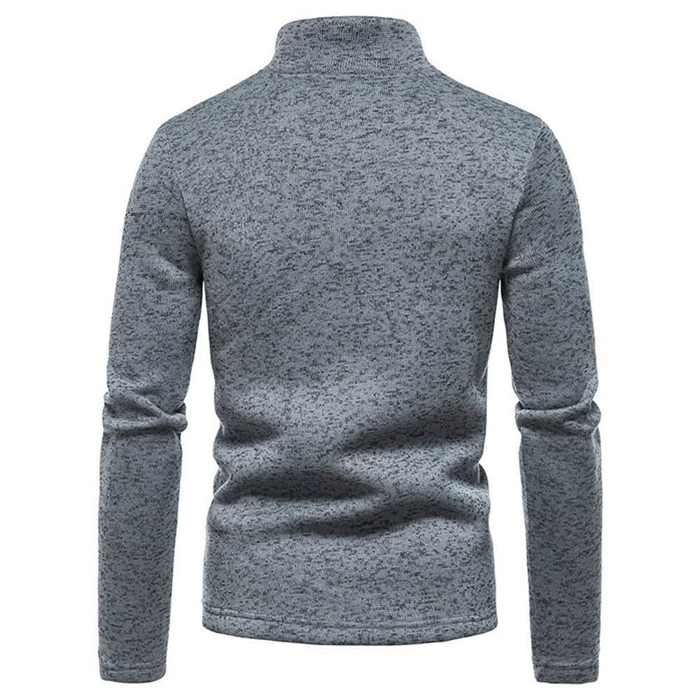 Macymars™ Men's Placket Zip Turtleneck Solid Color Sweatshirt