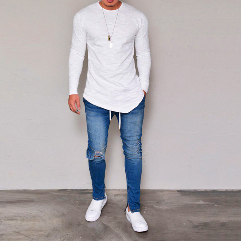 Macymars™ Men Solid Color Basic Spring Autumn Long Sleeve T-shirt